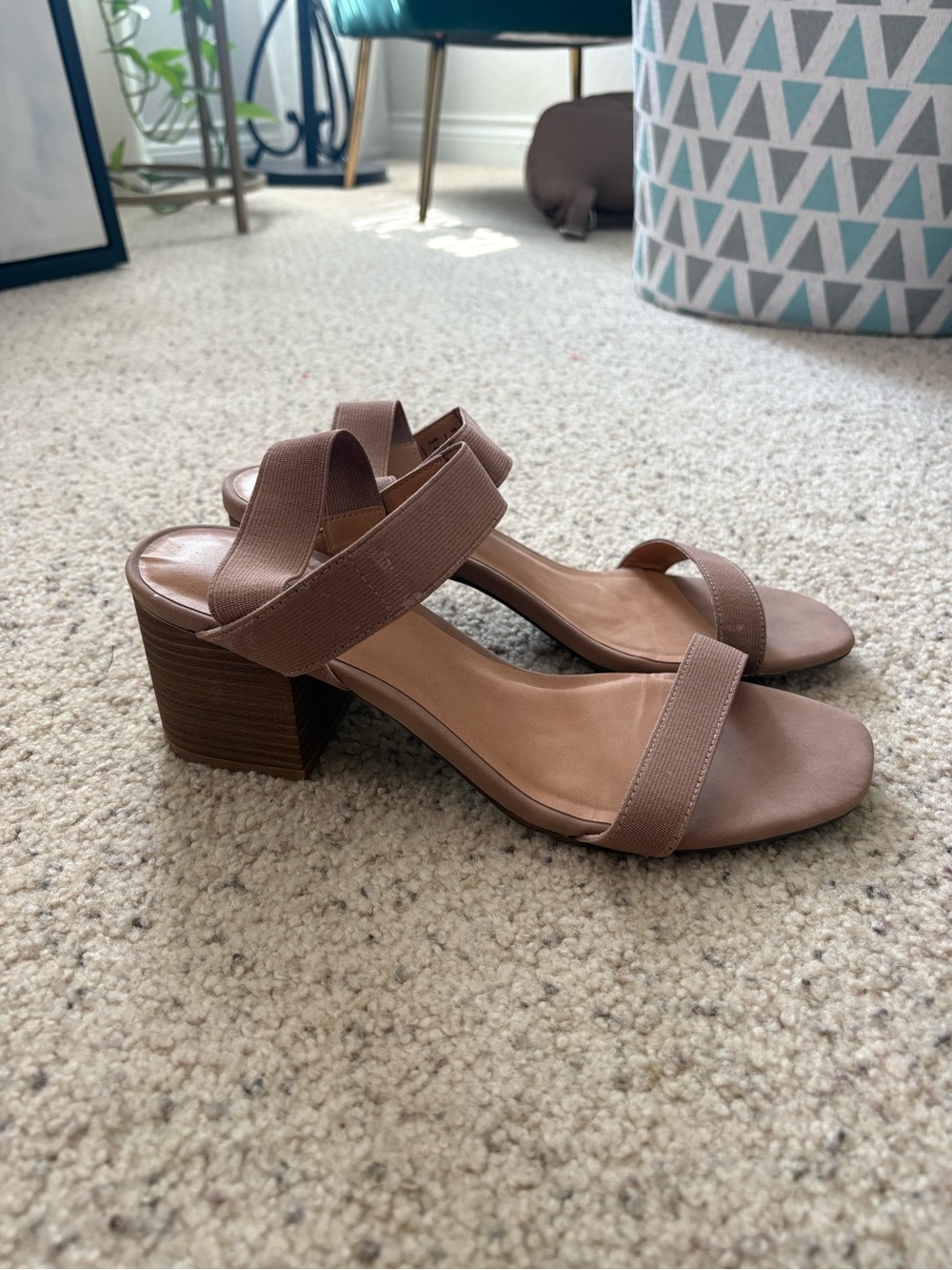 Call It Spring Taupe Strappy Block Heel Sandals